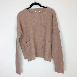 Madewell | Pink Knit Two Pocket Crop Sweater M